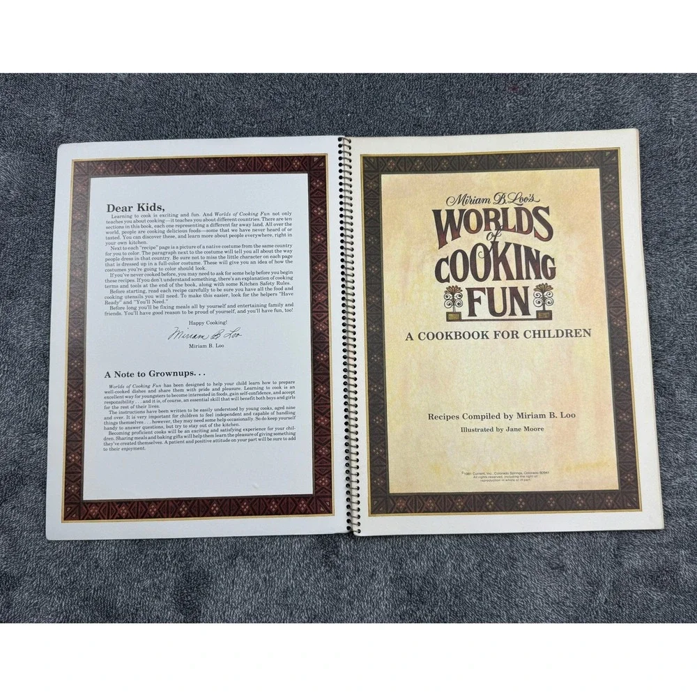 Miriam Loo Worlds of Cooking‎ Fun Cookbook for Children 1981 Vintage Current Inc